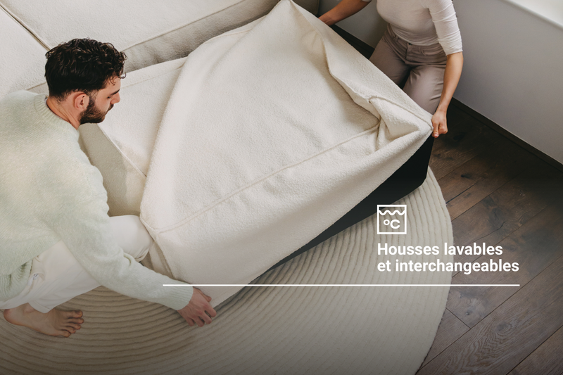 Canapé d’angle modulaire Amy avec fonction lit