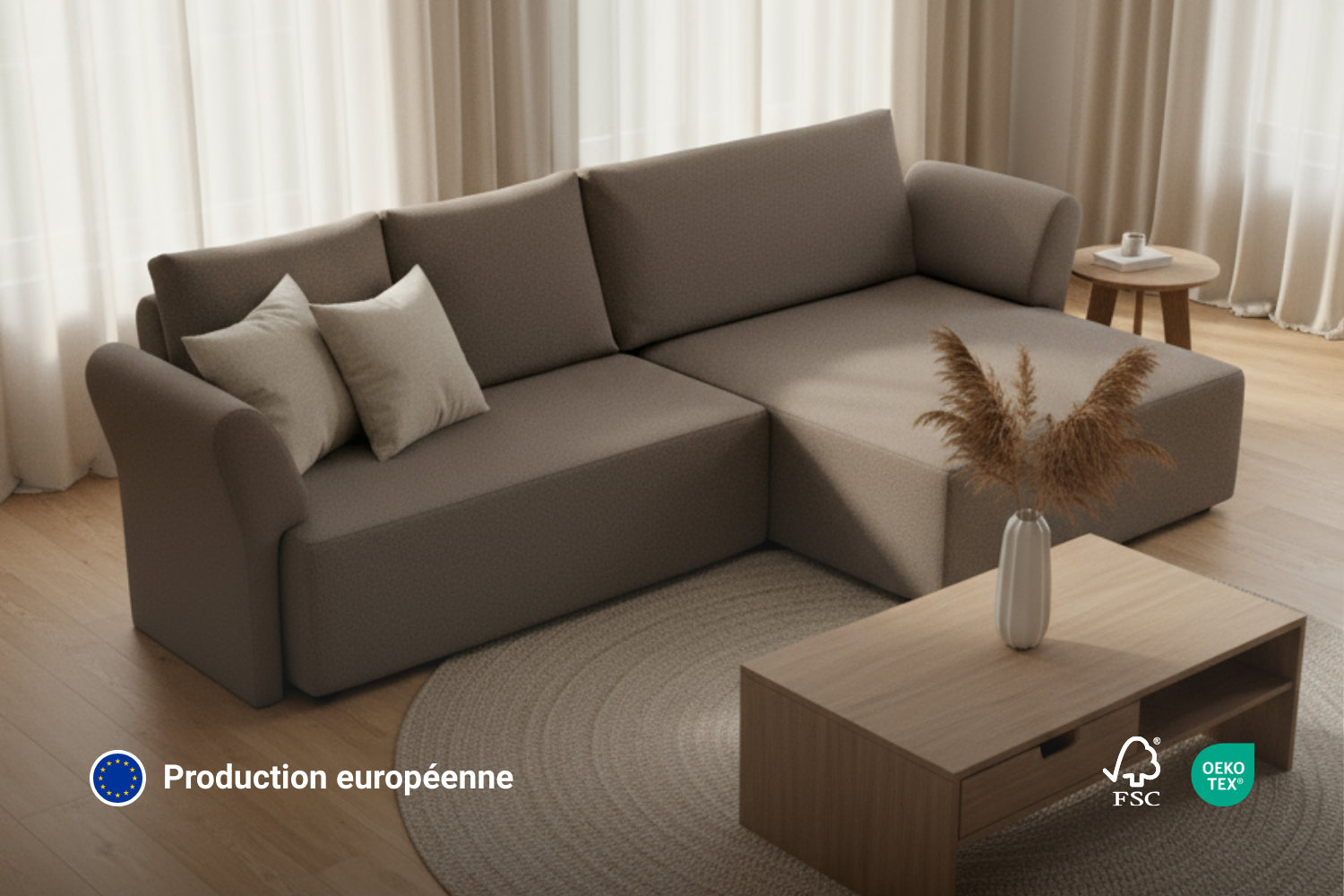 Canapé modulaire Amy 4-places avec fonction lit