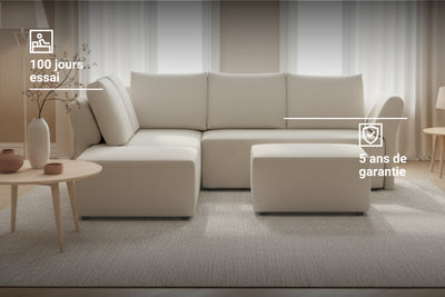 Canapé d’angle modulaire Amy avec fonction lit