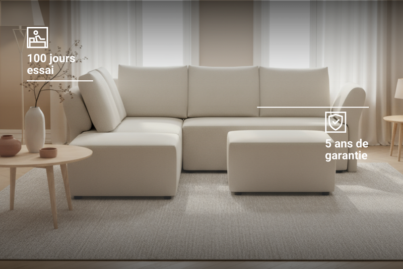 Canapé d’angle modulaire Amy avec fonction lit