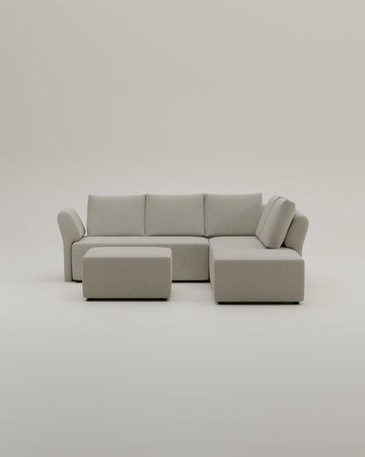 Revêtement en tissu - Canapé d'angle modulaire Amy avec fonction couchage