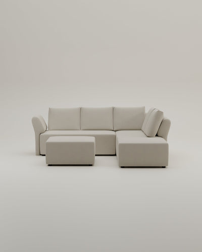 Revêtement en tissu - Canapé d'angle modulaire Amy avec fonction couchage