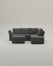 Revêtement en tissu - Canapé d'angle modulaire Amy avec fonction couchage
