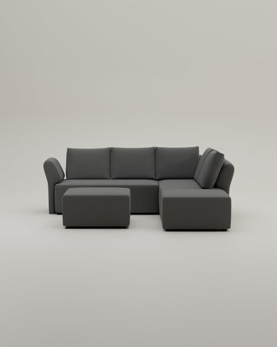 Revêtement en tissu - Canapé d'angle modulaire Amy avec fonction couchage