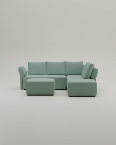 Revêtement en tissu - Canapé d'angle modulaire Amy avec fonction couchage
