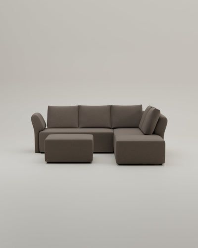 Revêtement en tissu - Canapé d'angle modulaire Amy avec fonction couchage
