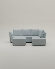 Revêtement en tissu - Canapé d'angle modulaire Amy avec fonction couchage