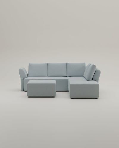 Revêtement en tissu - Canapé d'angle modulaire Amy avec fonction couchage