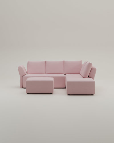 Revêtement en tissu - Canapé d'angle modulaire Amy avec fonction couchage