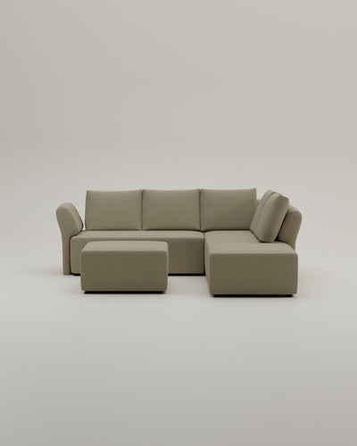 Revêtement en tissu - Canapé d'angle modulaire Amy avec fonction couchage