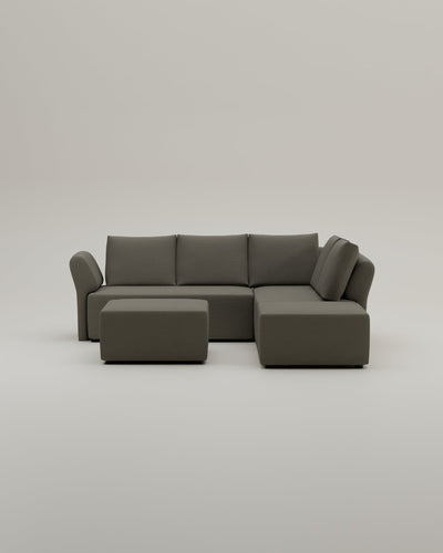 Revêtement en tissu - Canapé d'angle modulaire Amy avec fonction couchage