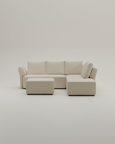 Revêtement en tissu - Canapé d'angle modulaire Amy avec fonction couchage