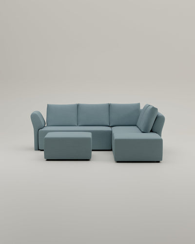 Revêtement en tissu - Canapé d'angle modulaire Amy avec fonction couchage