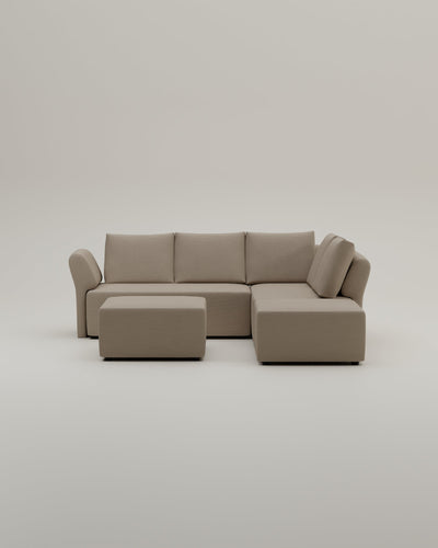 Revêtement en tissu - Canapé d'angle modulaire Amy avec fonction couchage