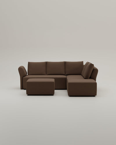 Revêtement en tissu - Canapé d'angle modulaire Amy avec fonction couchage