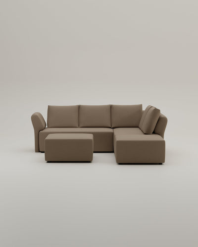Revêtement en tissu - Canapé d'angle modulaire Amy avec fonction couchage
