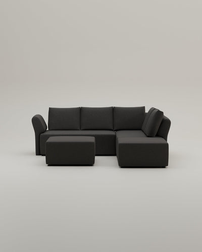 Revêtement en tissu - Canapé d'angle modulaire Amy avec fonction couchage