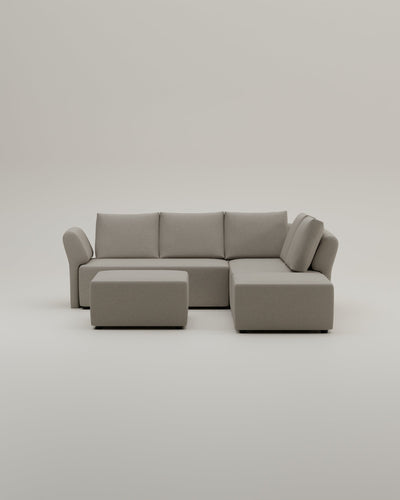 Revêtement en tissu - Canapé d'angle modulaire Amy avec fonction couchage