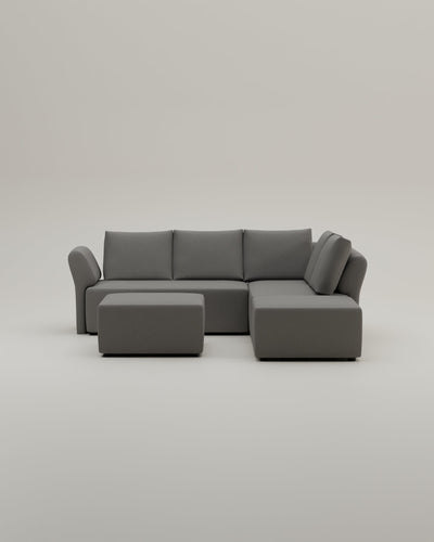 Revêtement en tissu - Canapé d'angle modulaire Amy avec fonction couchage