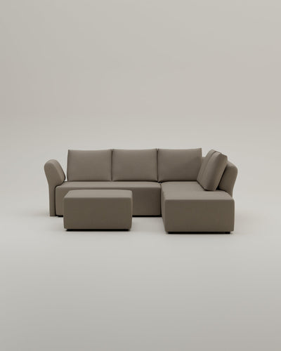 Revêtement en tissu - Canapé d'angle modulaire Amy avec fonction couchage