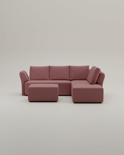 Revêtement en tissu - Canapé d'angle modulaire Amy avec fonction couchage