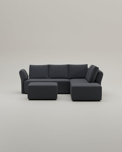 Revêtement en tissu - Canapé d'angle modulaire Amy avec fonction couchage