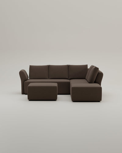Revêtement en tissu - Canapé d'angle modulaire Amy avec fonction couchage