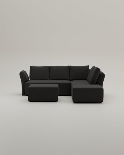 Revêtement en tissu - Canapé d'angle modulaire Amy avec fonction couchage