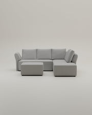 Revêtement en tissu - Canapé d'angle modulaire Amy avec fonction couchage