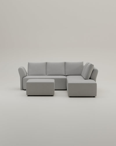 Revêtement en tissu - Canapé d'angle modulaire Amy avec fonction couchage