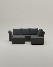 Revêtement en tissu - Canapé d'angle modulaire Amy avec fonction couchage