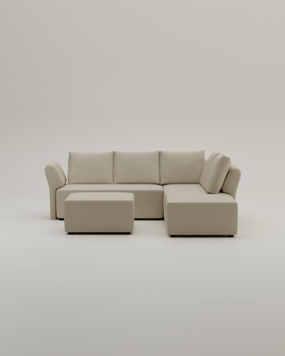 Revêtement en tissu - Canapé d'angle modulaire Amy avec fonction couchage