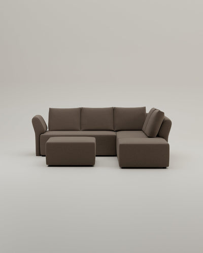 Revêtement en tissu - Canapé d'angle modulaire Amy avec fonction couchage