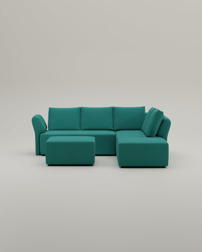 Revêtement en tissu - Canapé d'angle modulaire Amy avec fonction couchage