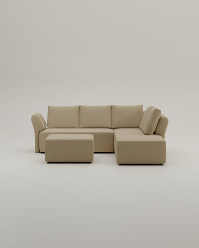 Revêtement en tissu - Canapé d'angle modulaire Amy avec fonction couchage