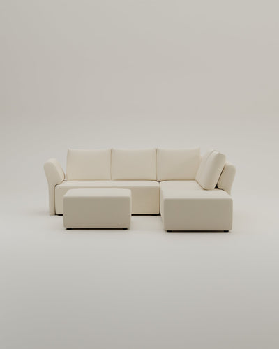 Revêtement en tissu - Canapé d'angle modulaire Amy avec fonction couchage