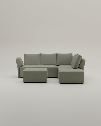 Revêtement en tissu - Canapé d'angle modulaire Amy avec fonction couchage