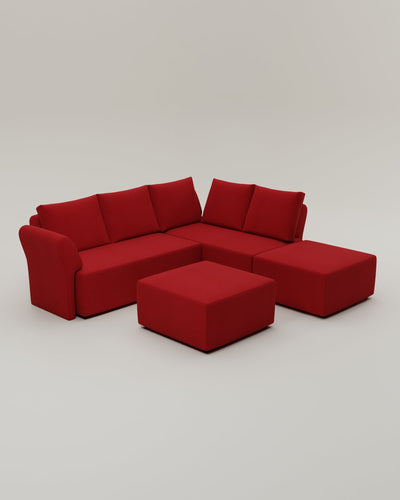 Revêtement en tissu - Canapé d'angle modulaire Amy avec fonction couchage