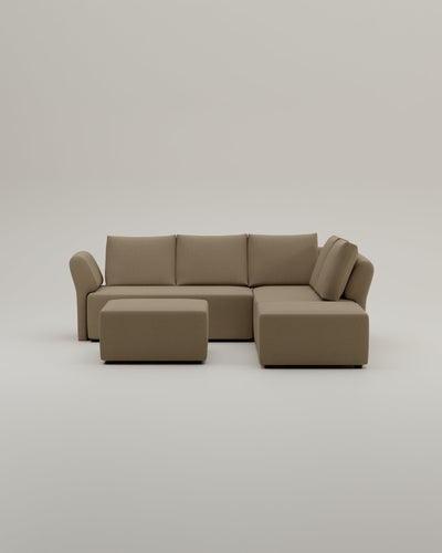Revêtement en tissu - Canapé d'angle modulaire Amy avec fonction couchage