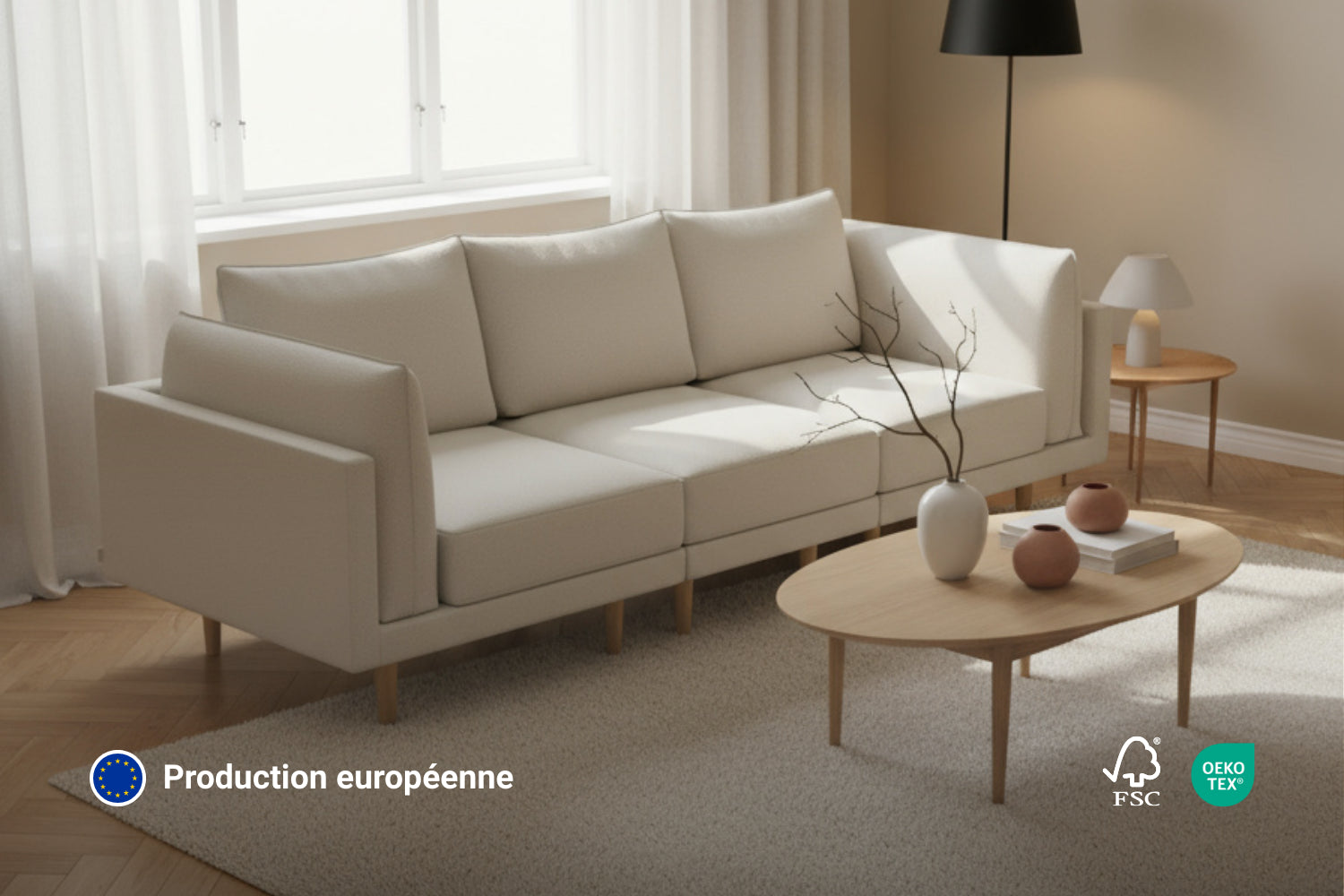 Canapé modulaire Donna 3 places avec fonction lit