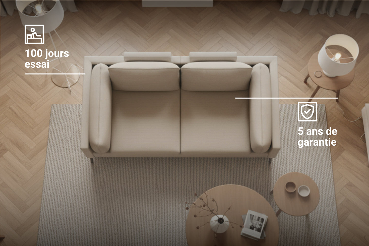 Canapé modulaire Donna 2 places avec fonction lit