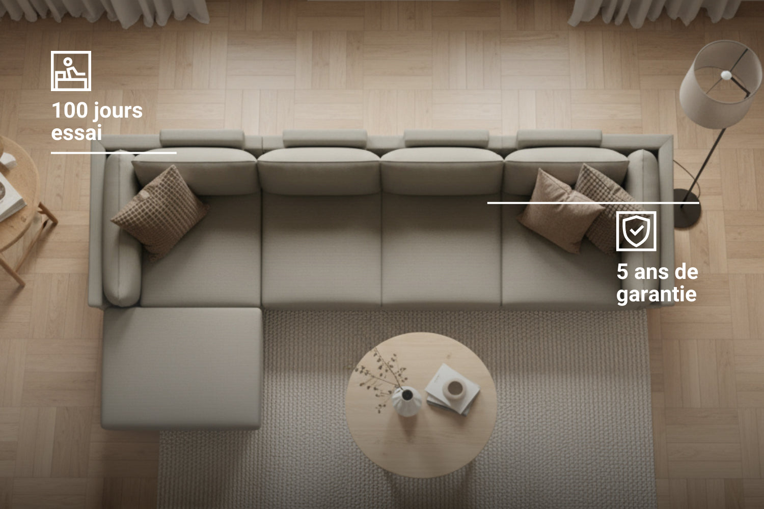 Canapé modulaire Donna d’angle XL avec fonction lit