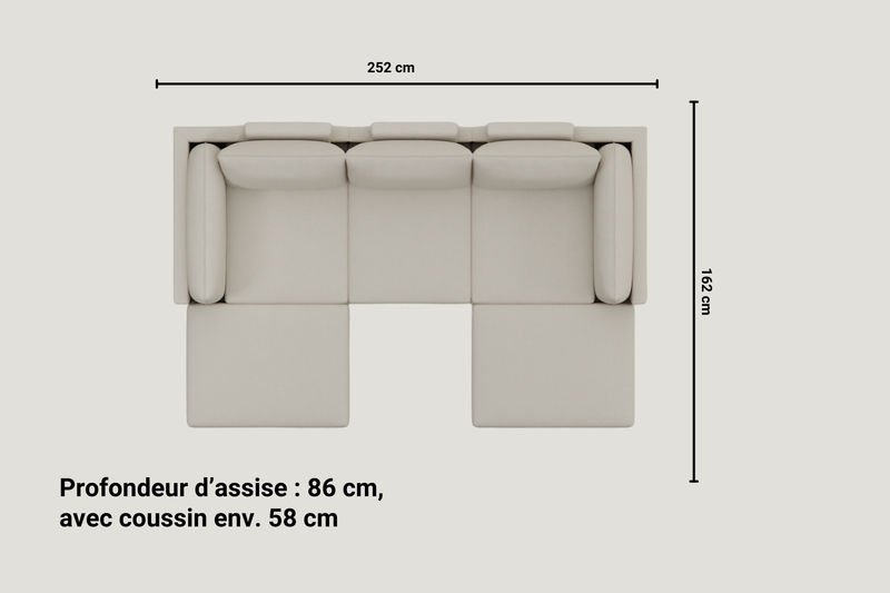 Canapé modulaire Donna en U avec fonction lit