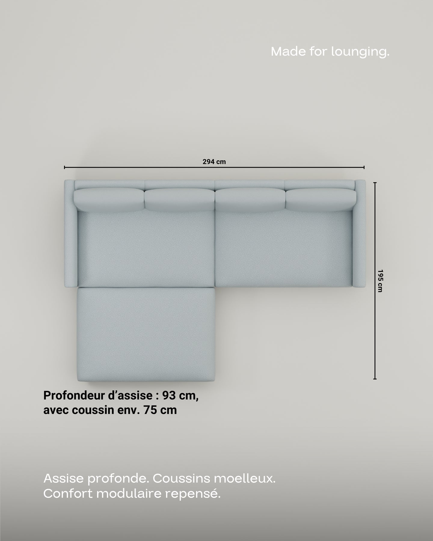 Canapé modulaire Aera 3 places avec pouf