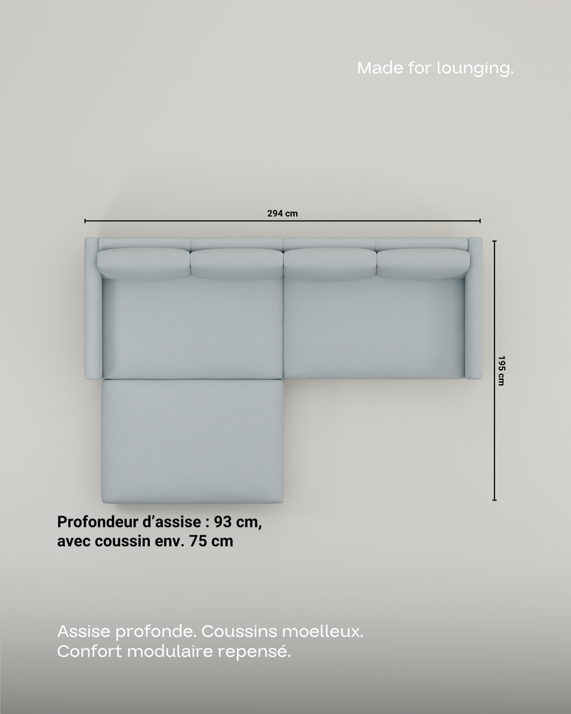 Canapé modulaire Aera 3 places avec pouf