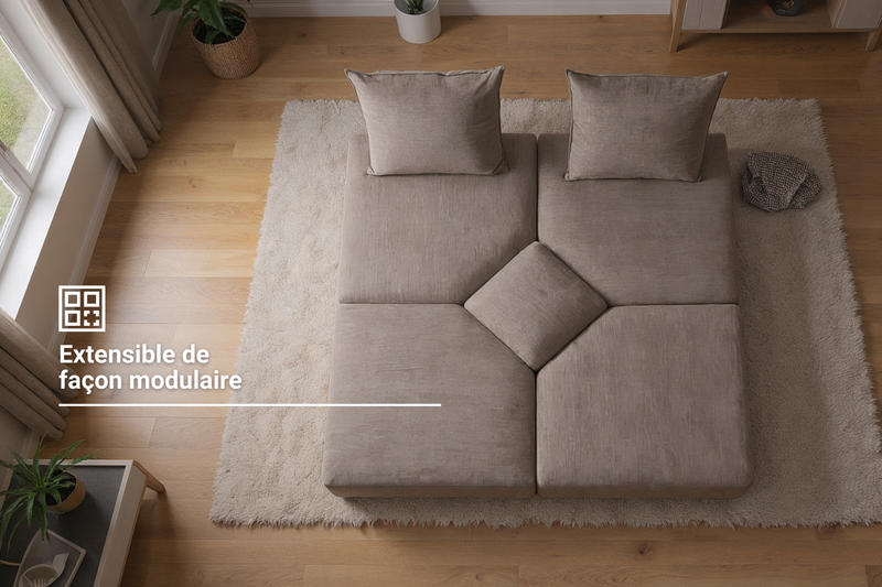 Canapé modulable Katrina avec fonction sommeil