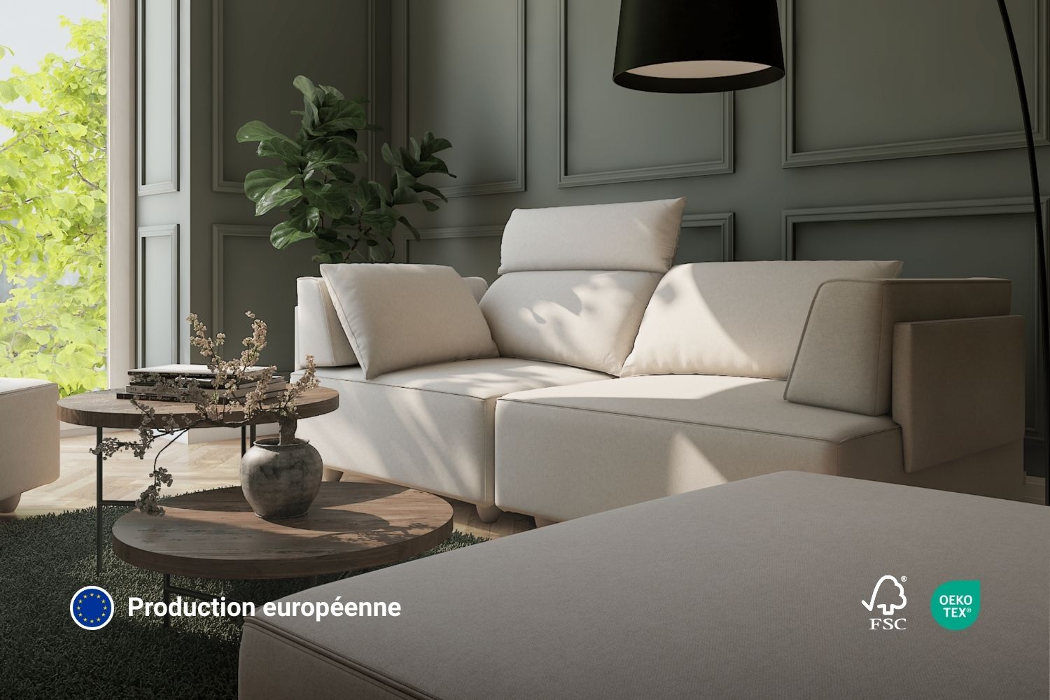 Canapé modulable Louis L avec fonction sommeil