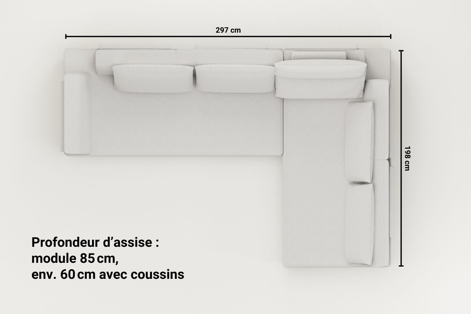 Canapé modulable Louis L avec fonction sommeil