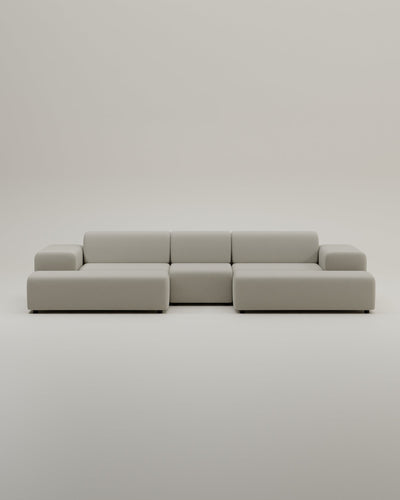 Revêtement en tissu - Canapé modulaire Nina en U / Canapé d'angle avec fonction couchage
