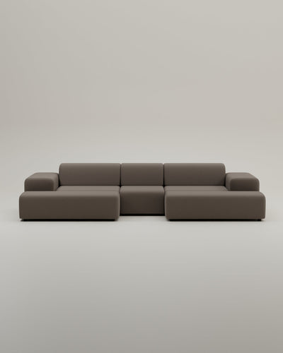 Revêtement en tissu - Canapé modulaire Nina en U / Canapé d'angle avec fonction couchage